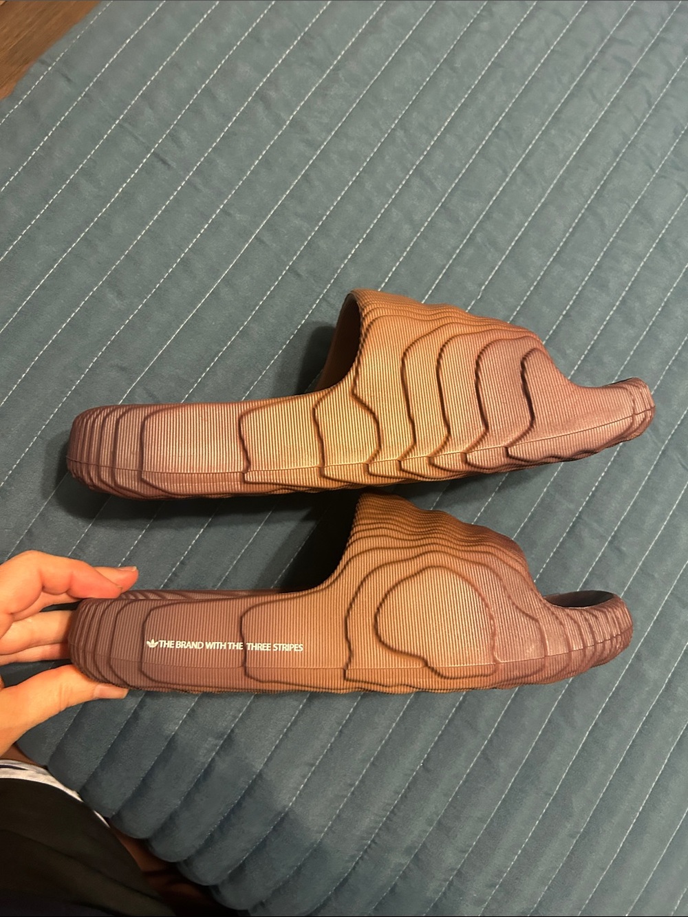 Brown Textured Slide Sandals adillette 22 - Picture 7 of 9